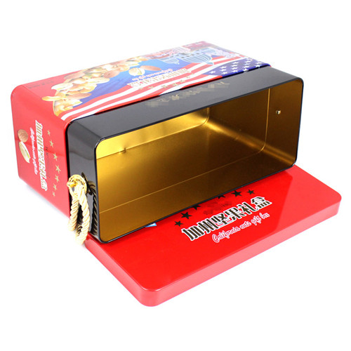 堅(jiān)果馬口鐵盒；長方形手提年貨鐵盒定制