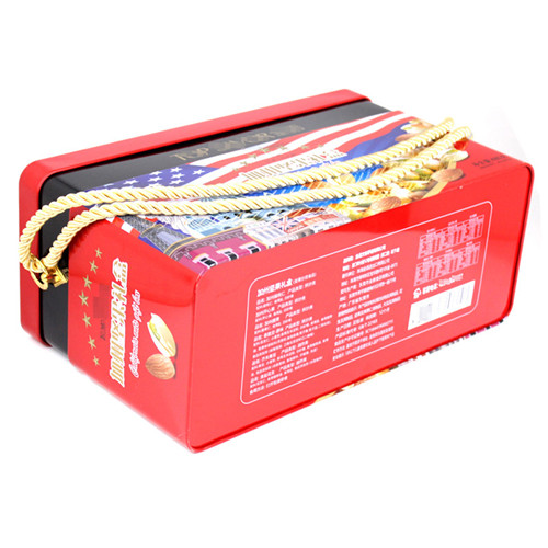 堅(jiān)果馬口鐵盒；長方形手提年貨鐵盒定制